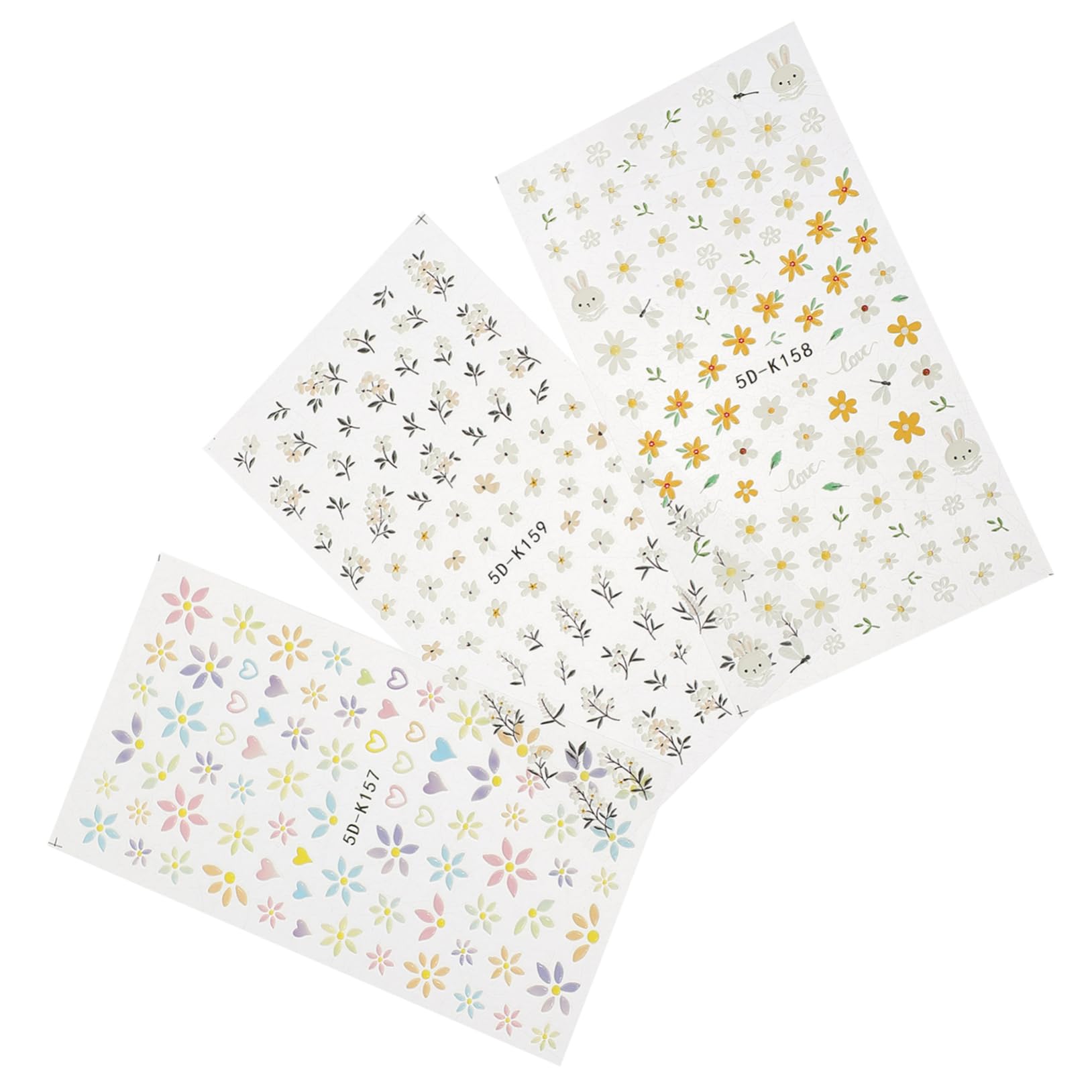 SHERCHPRY 4 Set Adesivi Per Chiodi in Rilievo 5d Etichetta Se Stesso Unghia Manicure Con Accessori Per Unghie Adesivi in ​​rilievo Decalcomanie Decorative Per Unghie Adesivo 3 Pezzi*4