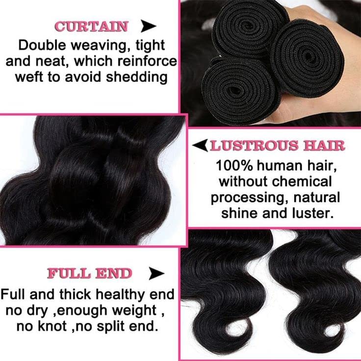Miniatura 5 de Body Wave Bundles Human Hair 16 16 16 Inch 10A Grade Human Hair Bundles Body Wave 3 Bundles 100% Unprocessed Brazilian Virgin Hair Extensions