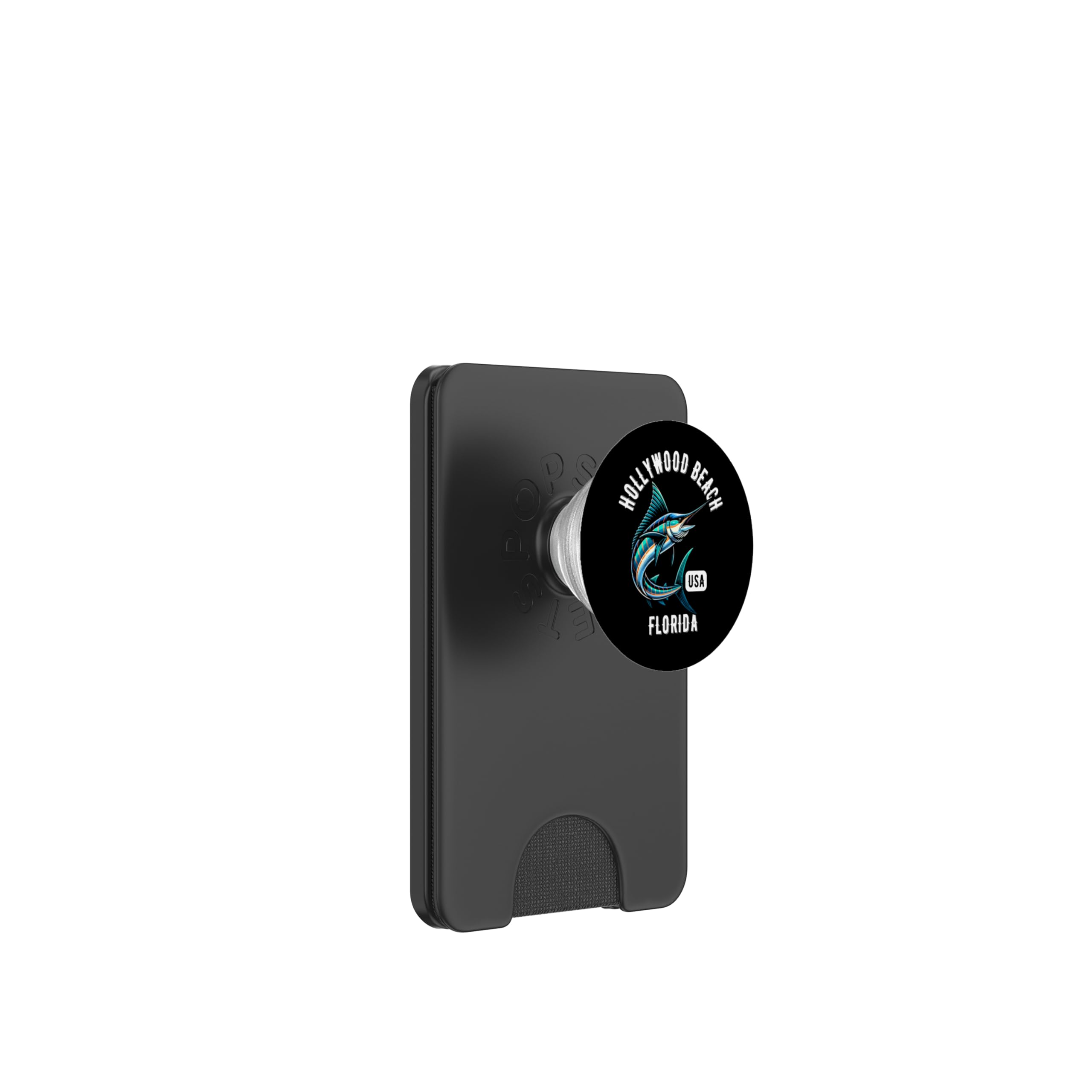 Hollywood Beach Florida USA Fishing Design PopSockets PopWallet for MagSafe, Black