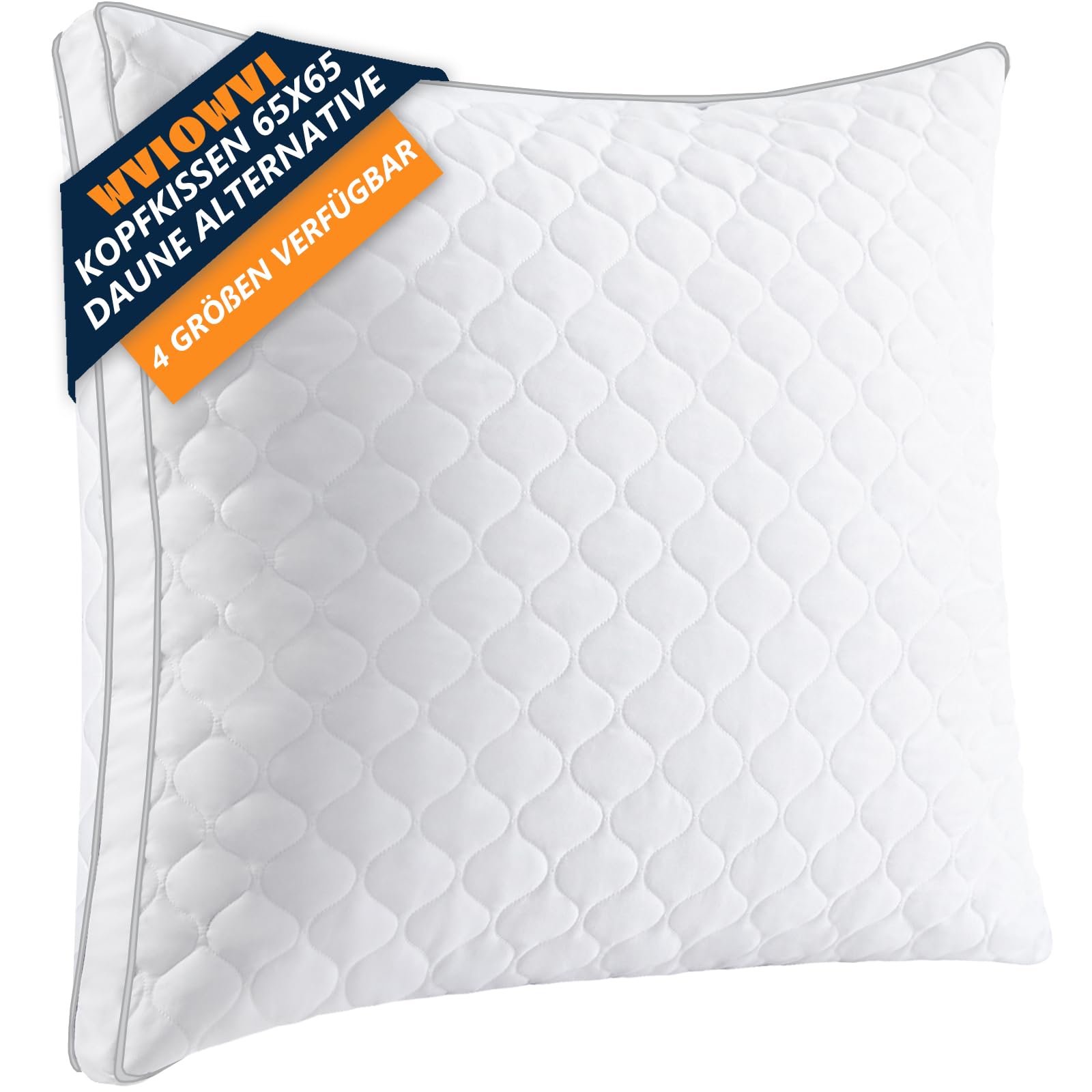 Kopfkissen 65x65 Allergiker, Komfort Kissen 65x65 Mikrofaser, Hautfreundlich Atmungsaktiv Pillow für Bettkissen Sofa, Seitenschläfer, Rücken Bauchschläfer, Zuverlässiger Halt Ohne Verformung