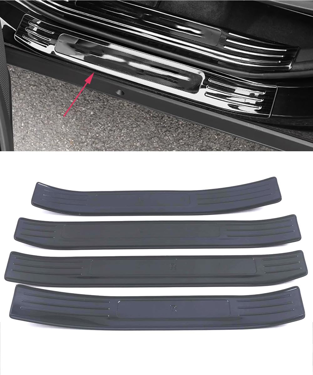 Car Accessories Steel Outer Door Sill Protector Door Entry Guard Cover Trim Interior Sticker Compatible with Toyota Highlander