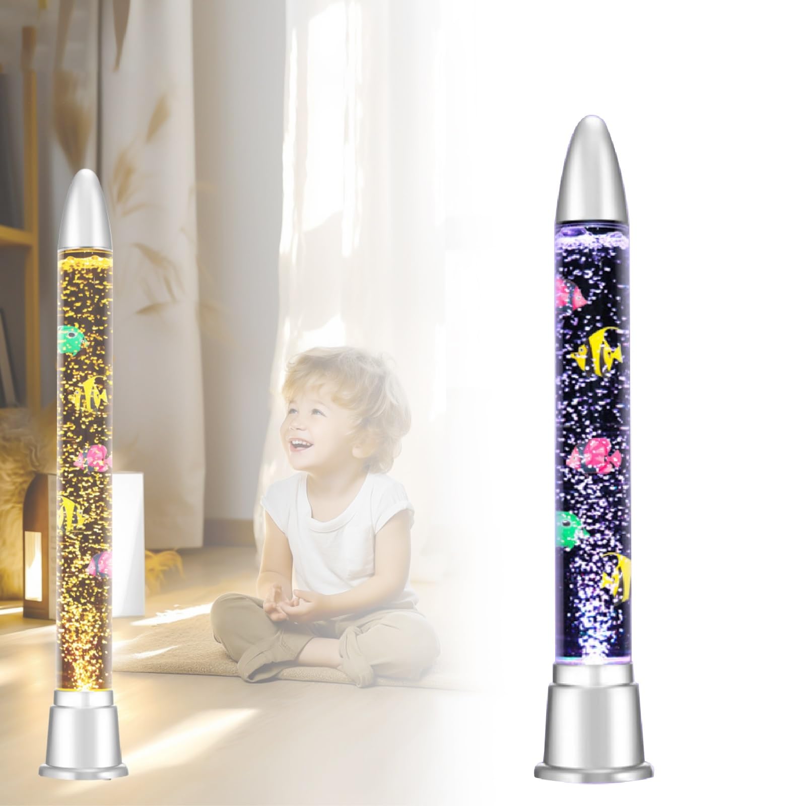 Lámpara de tubo sensorial con peces flotantes, el regalo perfecto para niños y adultos