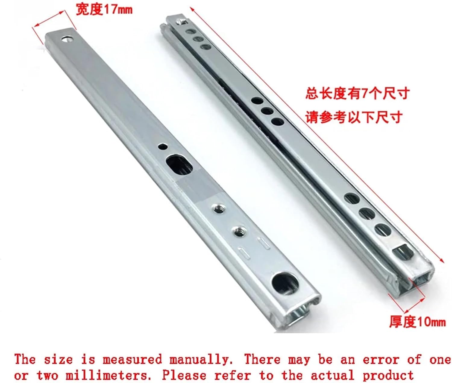 Drawer Slides Thickened Two Section Bidirectional Sliding Rail 17mm Wide Ultra Narrow(17 Width 214mm 2pcs)