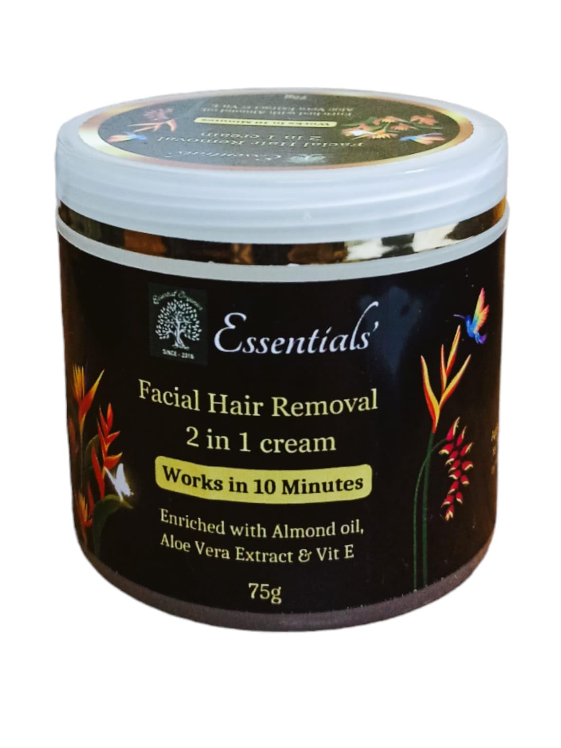 Essentials - Facial Hair Removal Cream - Unisex - enriched with almond oil, Vit E & aloevera - Removes hair in 10 minutes - no pain, no irritation, long lasting moiture -2 in 1-75g (B0CRHYLQZB) Amazon Price History, Amazon Price Tracker