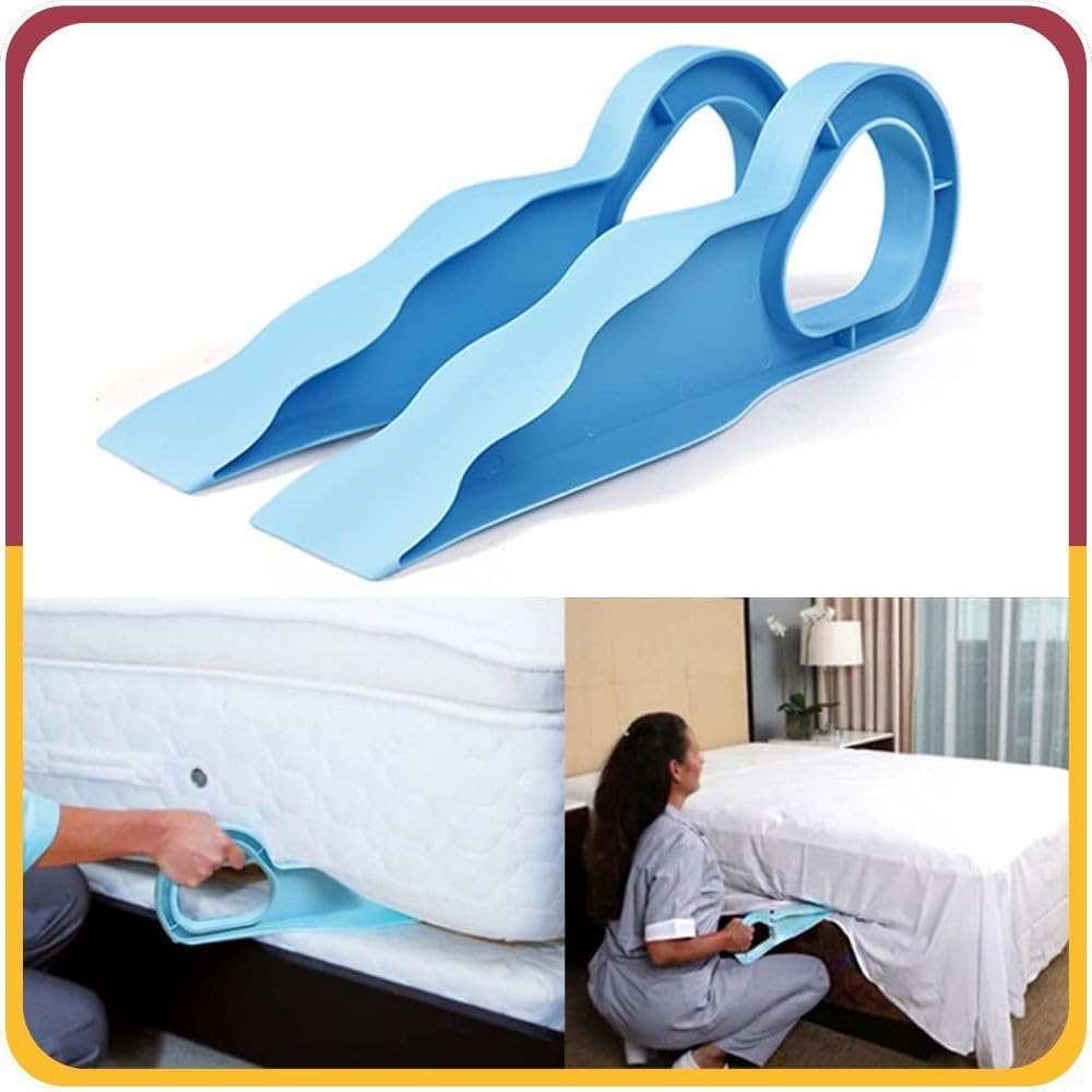 BELARO Bedsheet Tucker Tool, 2-in-1 Plastic Sheet Holder for Easy Tucking, Blue, Professional Bed Making Helper for Home, Hotels (pack of 1) 2