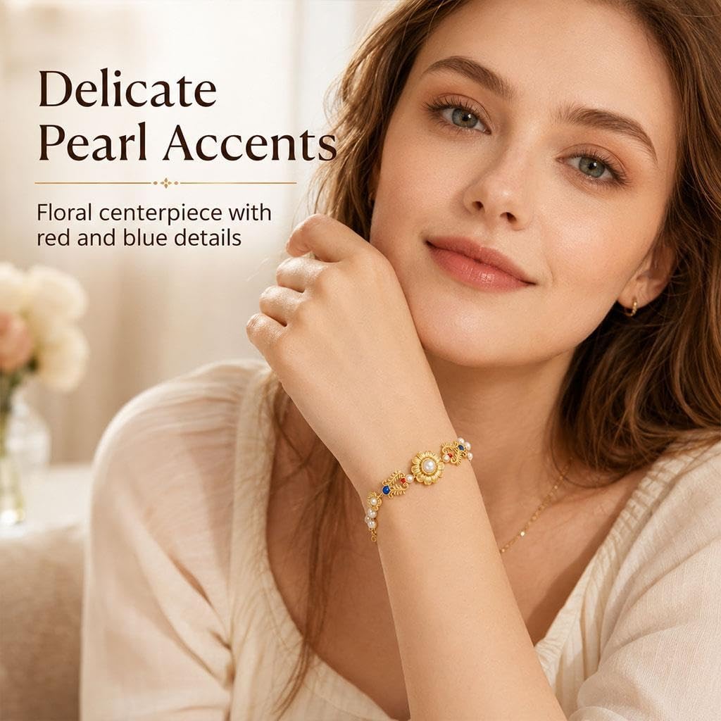 Pulsera De Perlas Florales, Joyería Vintage Para Mujeres