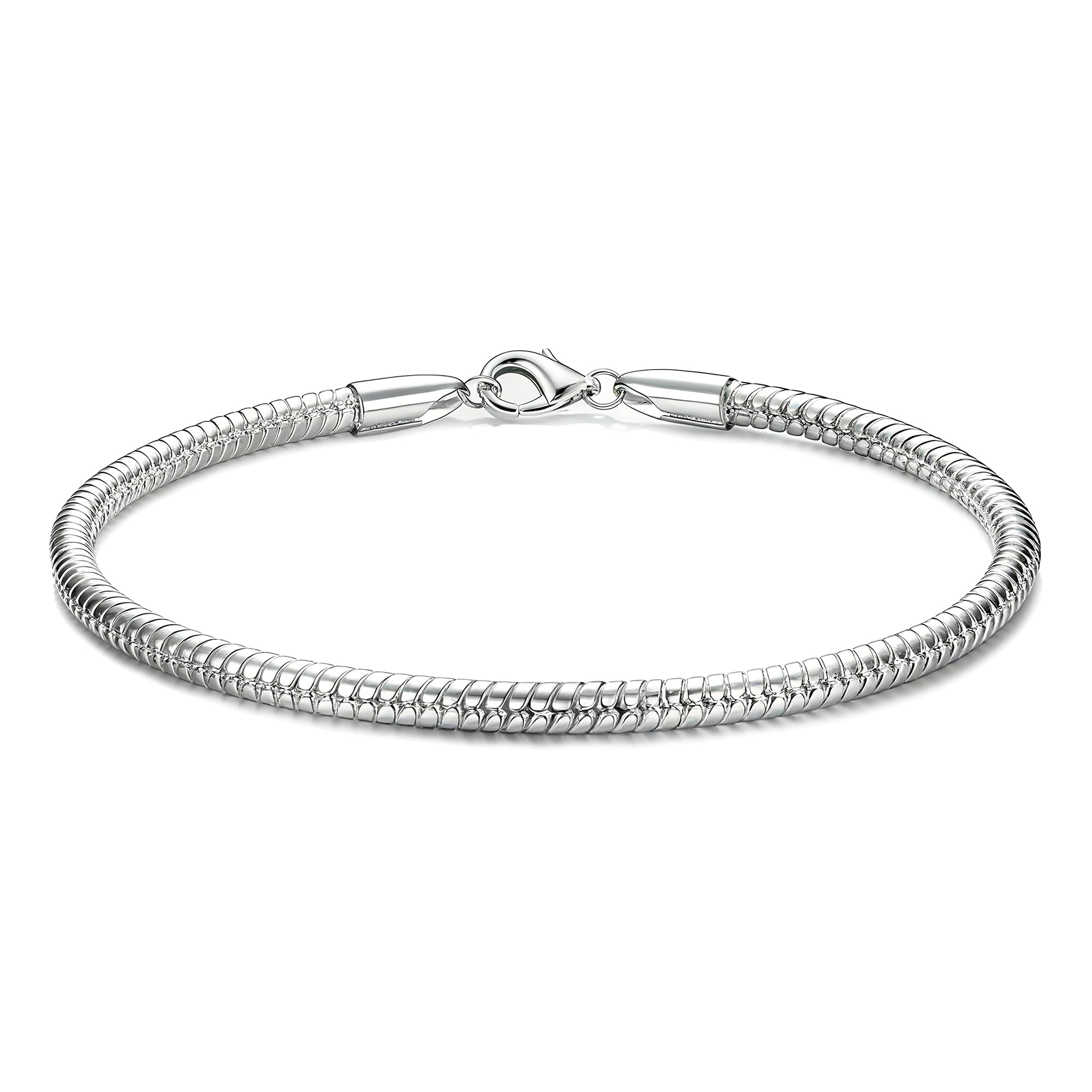 CASSIECA Pulsera Hombre Pulseras para Hombres Acero Inoxidable Apilable Pulseras Plata para Hombres Niños Cadena de Eslabones Pulseras 17CM/19CM/21CM Regalos para Papá Esposo Hijo