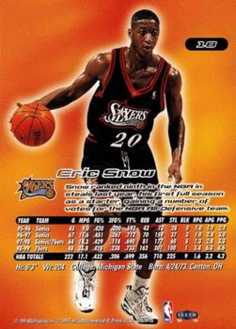 Amazon.com: 1999-00 Ultra Basketball #18 Eric Snow Philadelphia 