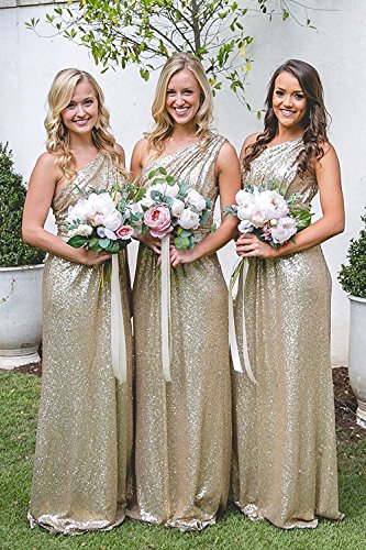 One Shoulder Chiffon Dress for Bridesmaids Gold Plus Size