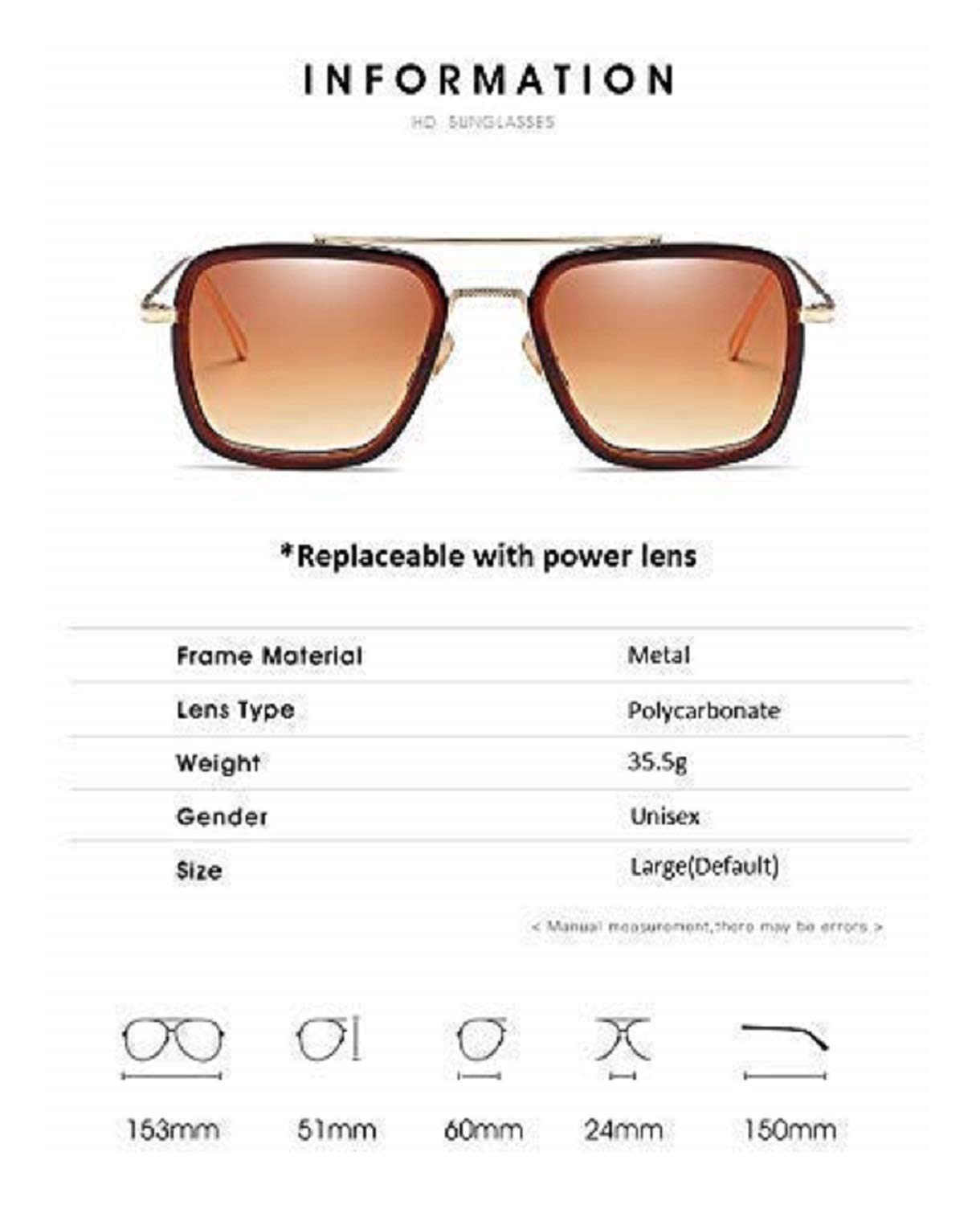 Gubbarey Classic Oversized Men Sunglasses Luxury Style Square retro look Mirror Eyewear latest Outdoor (Brown) 3