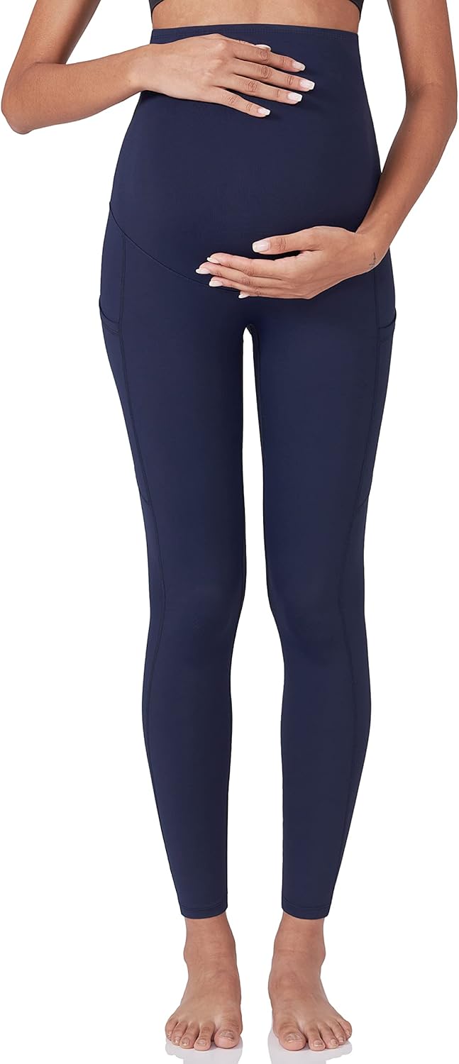 POSHDIVAH Women's Maternity Workout Leggings Over The Belly Pregnancy Yoga Pants with Pockets Soft Activewear Work Pants - Image 7