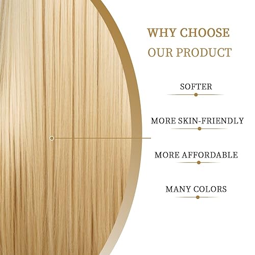 Miniatura 6 de Akkya Peluca larga rubia para mujer, Halloween, cosplay, pelo sintético de color liso para mujer, disfraz de fiesta (28 pulgadas, rubio)