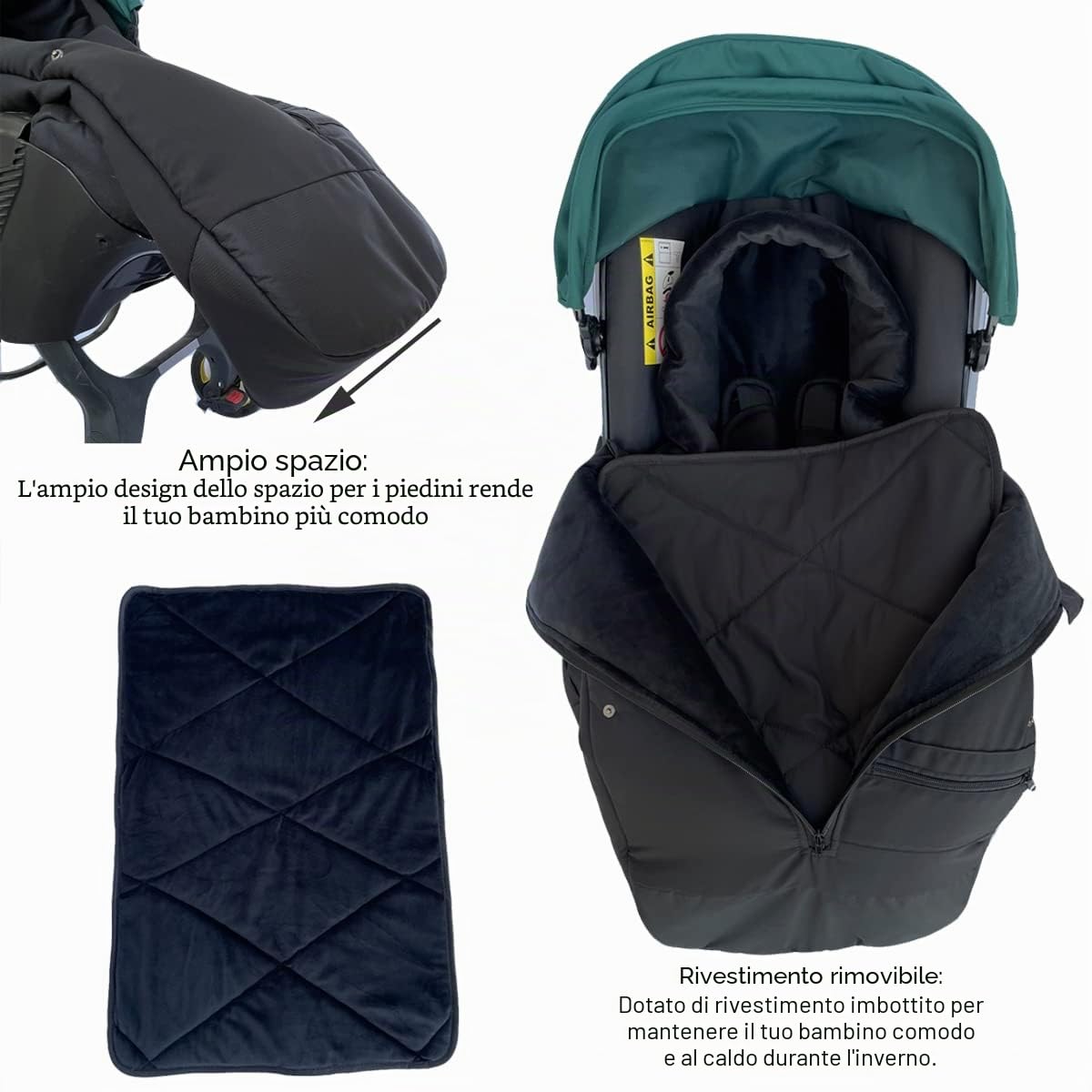 Coprigambe per passeggino Accessori per passeggino Compatibile con sedili auto e passeggini Doona, coprigambe impermeabile e caldo universale sedili auto e passeggini