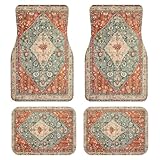 Zynvos Luxury Car Floor Mats Full Set | Car Decor for Women Men | Vintage Oriental Pattern | Heavy Duty All-Weather Universal Rubber Liners | Non-Slip & Odor-Free