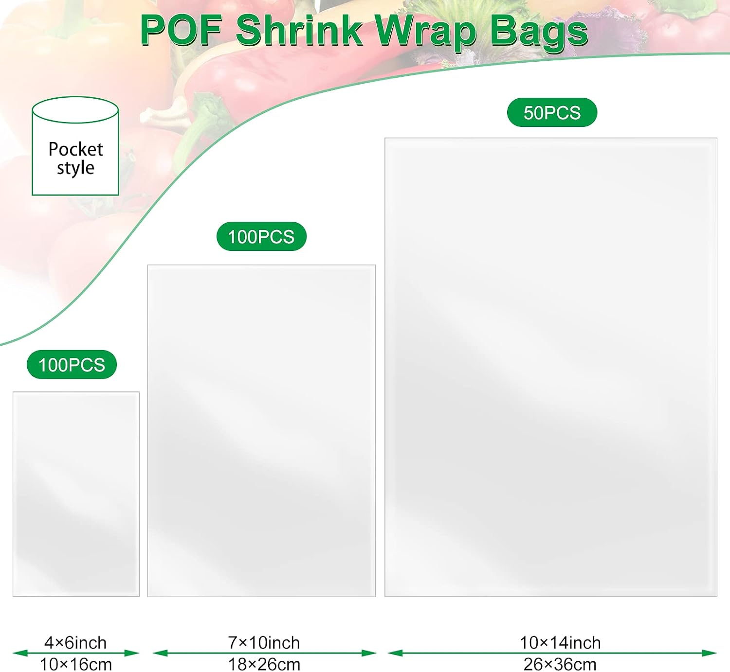 Gersoniel 250 Pieces Heat Shrink Wrap Bags Heat Clear Shrink Film Wrap for Homemade DIY Packaging Soap Candle Bath (4 x 6'',7×10'',10 x 14'')