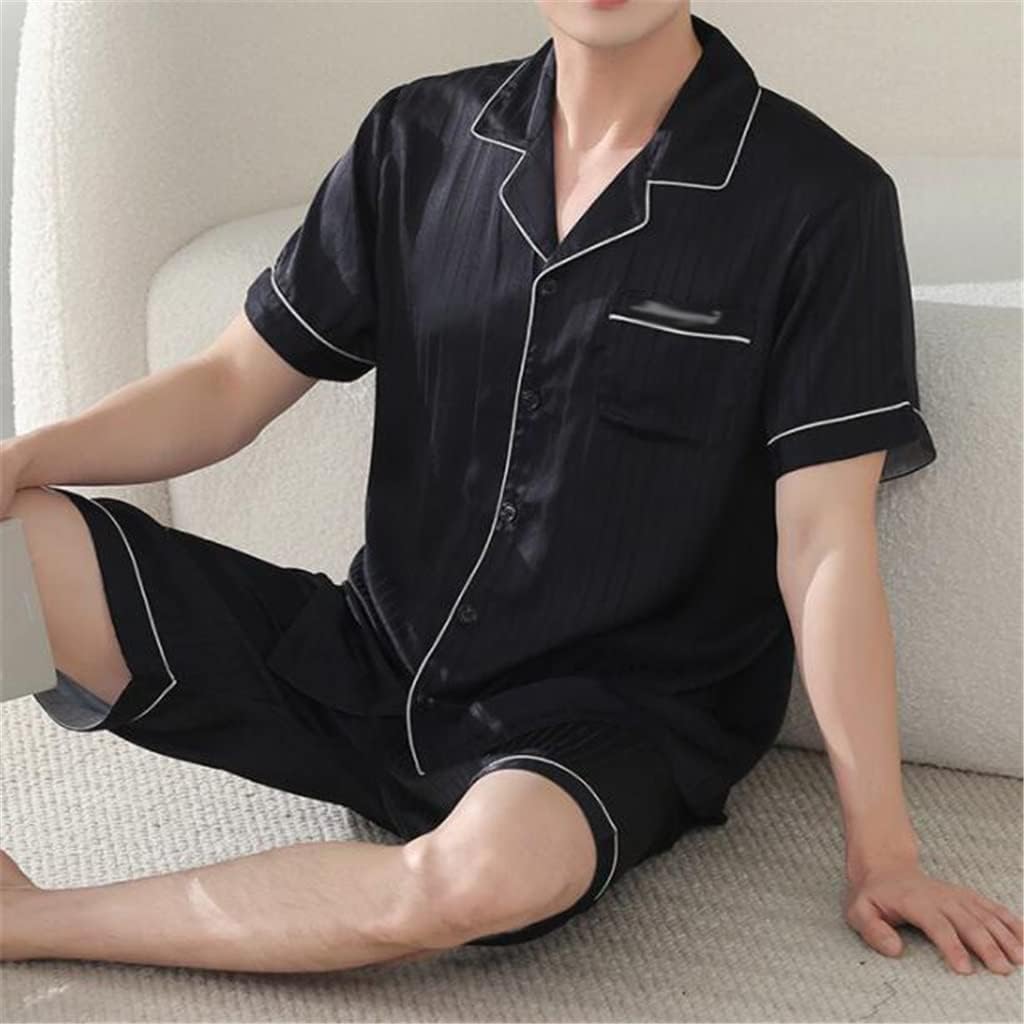 Ice Silk Short-sleeved Trousers Thin Pajamas Men's Shorts Homewear Three-piece Set