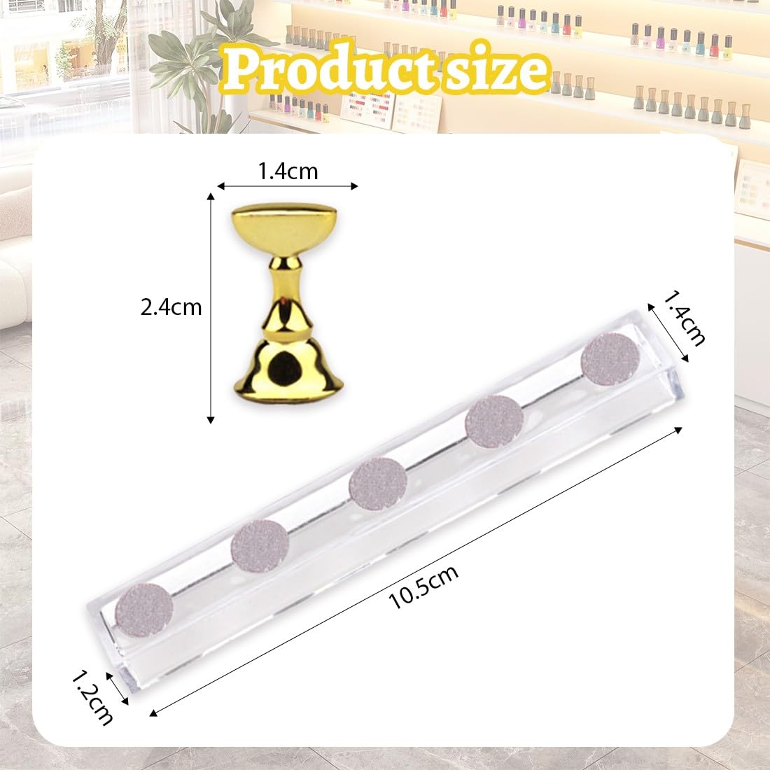 JEYORZY 2 Set Supporto Espositore Unghie Display Magnetico,Acrilico Unghie Display Stand Magnetico,per Manicure Domestico e Salone Viene Fornito,con 200 Adesivi