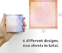 Vista 2 de Kisdo Notas adhesivas de 3 x 3 pulgadas, 600 hojas autoadhesivas en colores pastel, blocs de notas a granel fáciles de publicar para el hogar