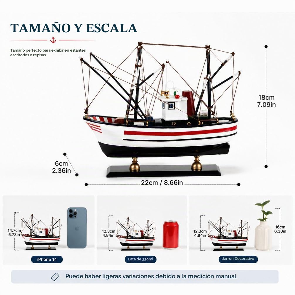 YLME Maqueta De Barco Pesquero Modelo Terminado De Barco Pesquero Simulado Adornos para Maquetas De Barcos Pesqueros De Madera Maciza Maqueta De Madera De Arrastrero del Norte De Europa,A