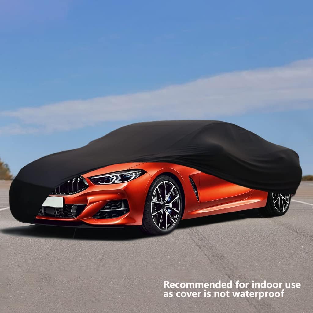 Stretch Satin Indoor Car Cover Compatible with BMW 5 Series M5 Sedan 2003-2025/8 Series M8 2018-2025/6 Series M6, Custom Elastic Soft Dustproof Car Protection for Underground Garage, Car Show