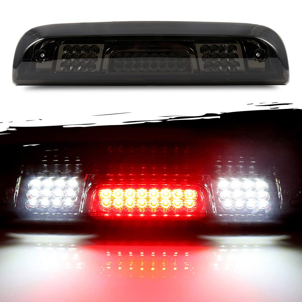 LBRST Rear High Mount Stop Brake Lights LED Third Brake Cargo Light Fit For Chevrolet 2014-2018 For GMC 2014-2018 Third Rear Cab Roof Center Tail Cargo Lamp Chrome+Smoke Lens
