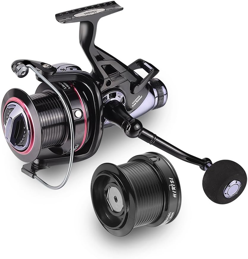 Hirisi Tackle Carp Fishing Reels Big Pit Baitrunner Double Brake 10+1 Ball Bearing Spinning Fishing Reel HQ8000