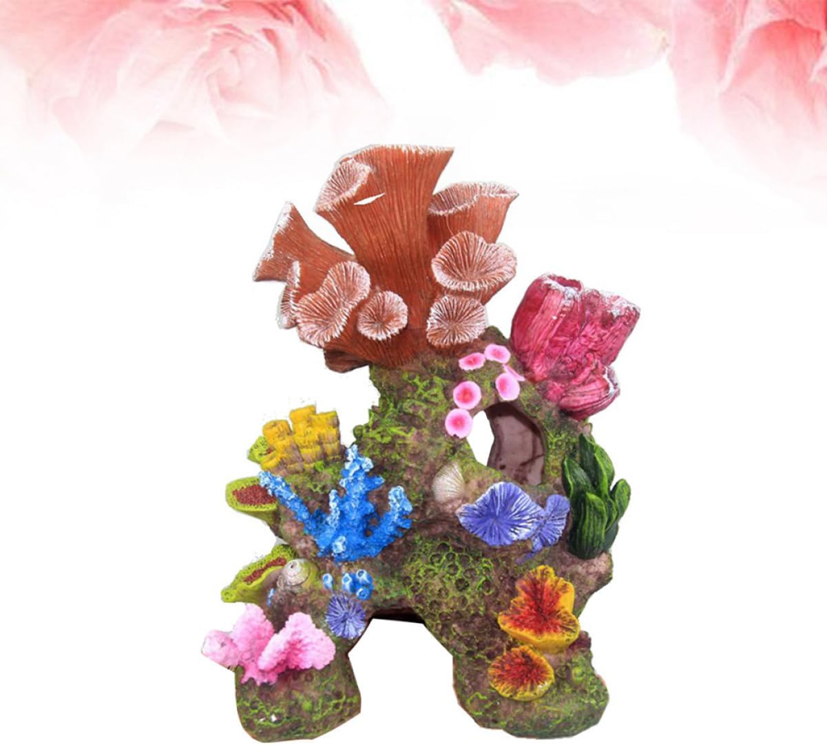 Mipcase Artificial Fish Tank Landscape Aquarium Rocks Fake Coral for Turtle Tank