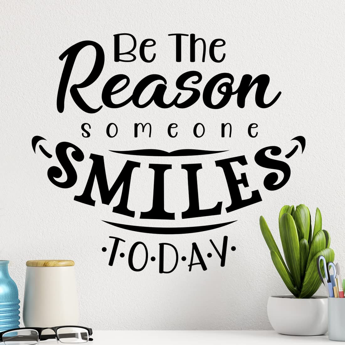 Wall4stickers Black Home Decor Motivational Sticker Inspirational Quote Vinyl Decal Wall Art Positive Affirmation Words Lettering Stencil Be The Reason Someone Smiles Today