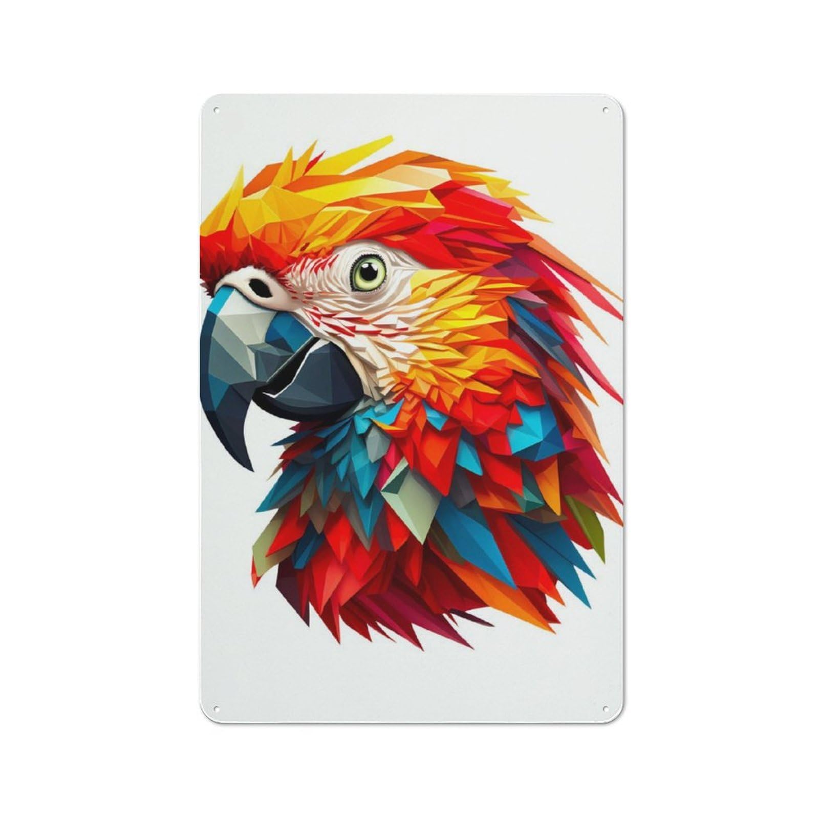 Junmoney Parrot Colorful Rustic Metal Wall Sign 30X20cm For Home Office Or Studio, For Garage, Workshop And Man Cave Decoration