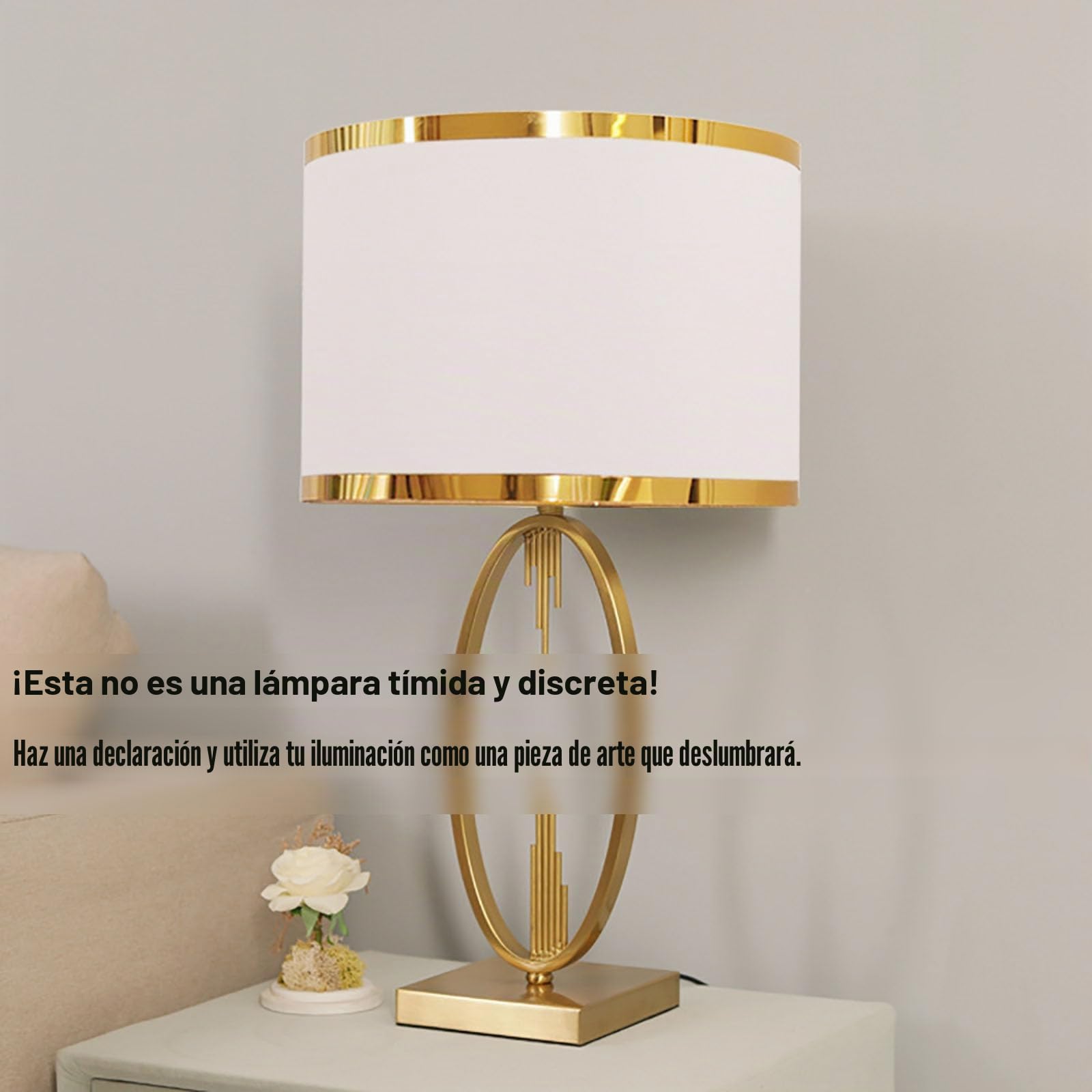 YUDIZWS Lámparas de Mesa de Metal Modernas con Pantallas de Tela, lámpara de mesita de Noche Moderna Lámpara de Escritorio de decoración Dorada de Lujo E27 Iluminación,Large