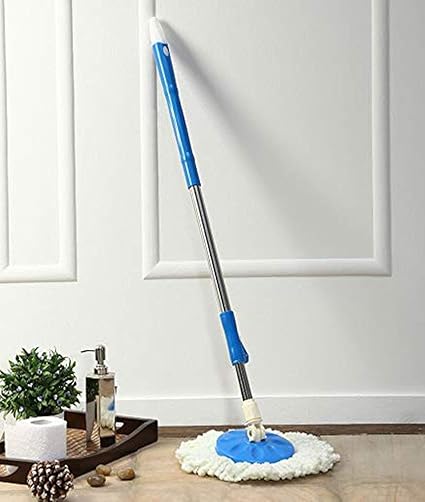 Dmitry Spin Mop Broom Handle Stick with Microfiber Head Refill Stainless Steel Pole for 360 degree Floor Cleaning Broom (Random Colors)