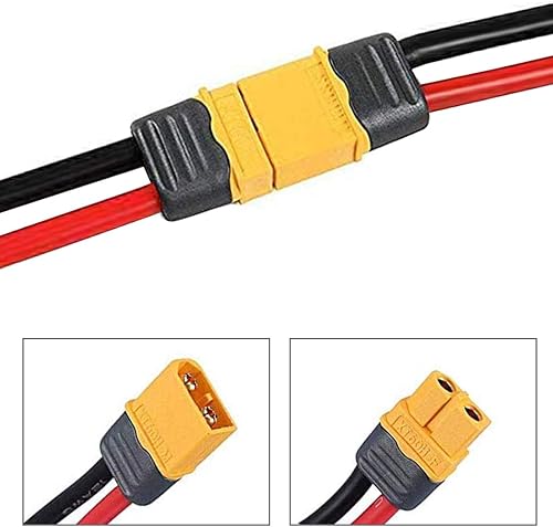 Miniatura 2 de 10 pares Amass XT-60 XT60 XT60 versión mejorada XT60H Enchufes conector adaptador macho y hembra con cable de silicona 12AWG para batería RC Lipo