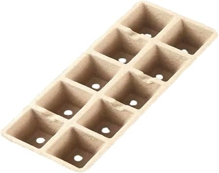 Drip Depot Biodegradable Paper Pulp Seedling Tray - Large Cell Size 1.77" x 1.77" - 10 Cells - Tabletop Planter