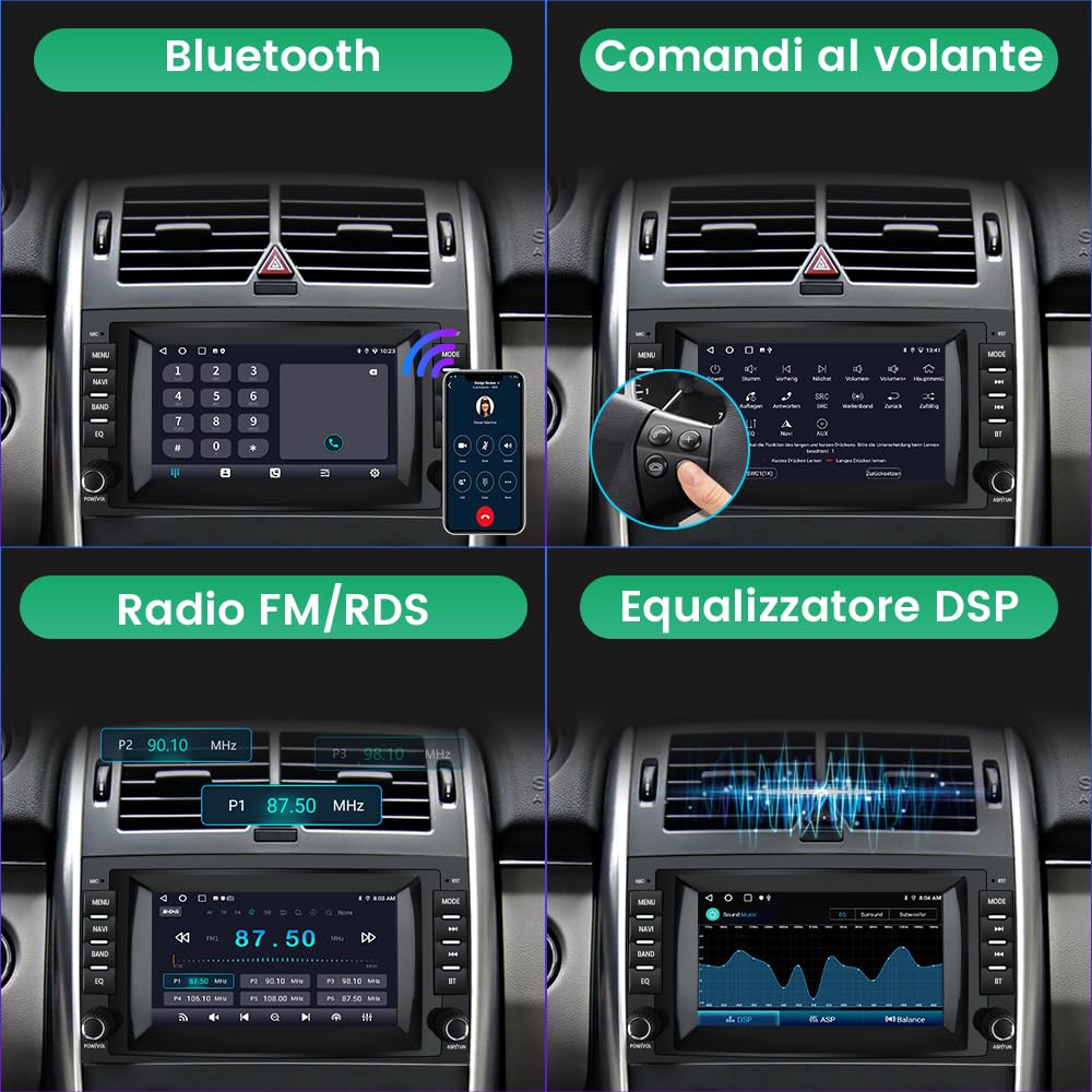 Android 13 Autoradio Carplay Android Auto per Mercedes Benz Vito Viano/Sprinter W639 W245/Classe B/Classe A W169 7 Pollici Car Radio Bluetooth FM RDS Comandi al volante