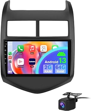 Car Stereo for Chevy Aveo Sonic 2011 2012 2013 2014 2015, 9 Inch Touchscreen Android Head Unit, Wireless CarPlay & Wired Android Auto, Backup Camera, GPS, Bluetooth, FM/AM - 2GB RAM+64GB ROM