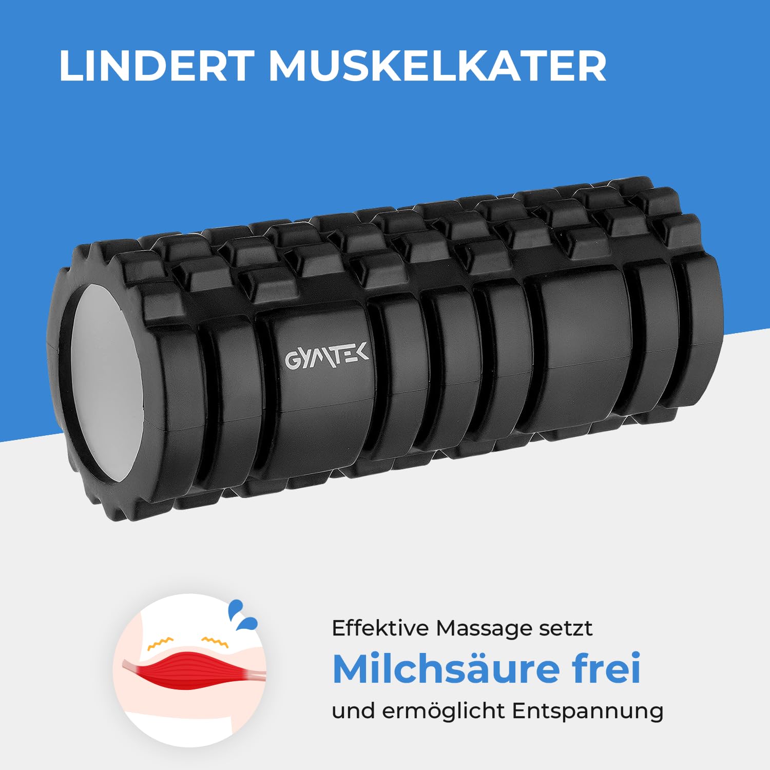 Rullo Massaggiante Gymtek In EVA – Rullo Per Schiena E Muscoli – Durezza 50° Shore – Portata 120 Kg – 33 Cm - 4