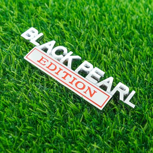 Image of Pair Set Black Pearl Edition Emblem 3D Letter Fender Tailgate Badge Decal Sticker Nameplate for Universal Vehicle, Car, Truck, SUV Motorcycle Accessories (Silver Red)
