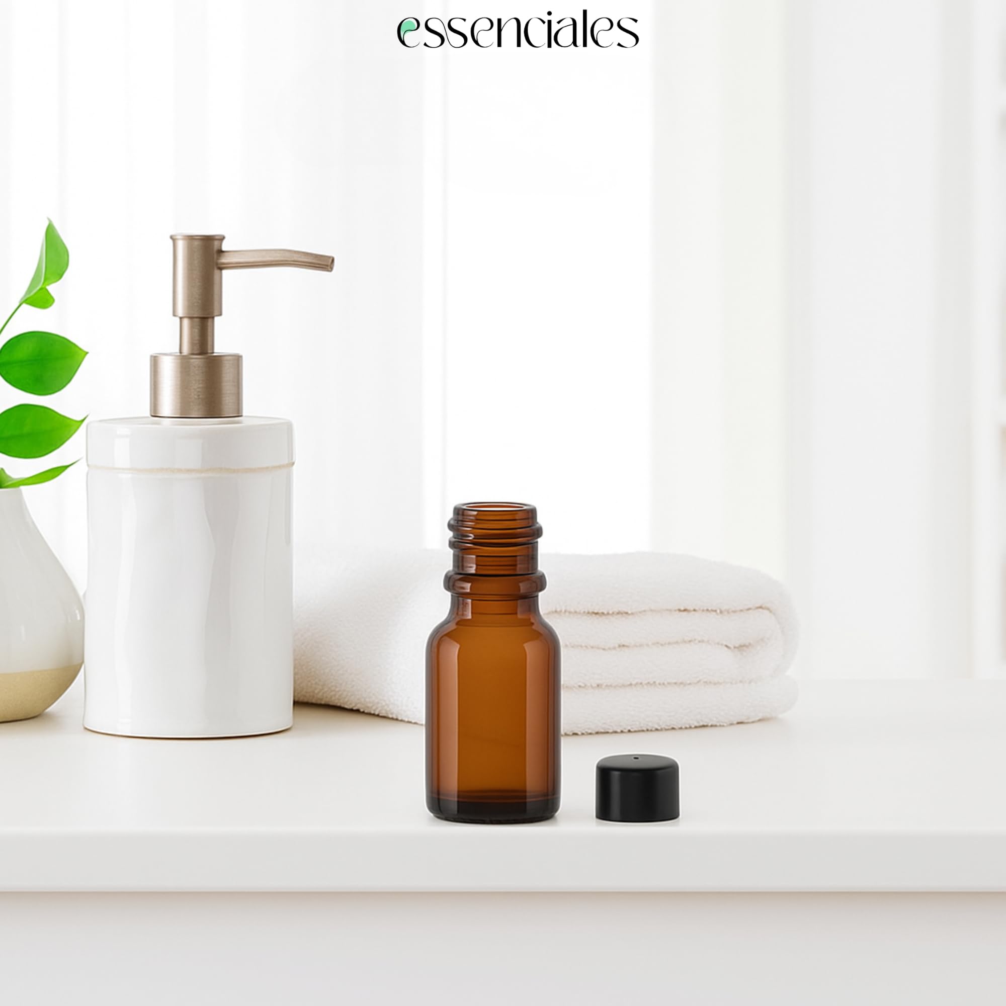 Packung mit 100 Flaschen à 50 ml mit Deckel, Tropfflaschen aus Glas, für Gesichtskosmetik, ätherische Öle, Aromatherapie, Labor, Reisen
