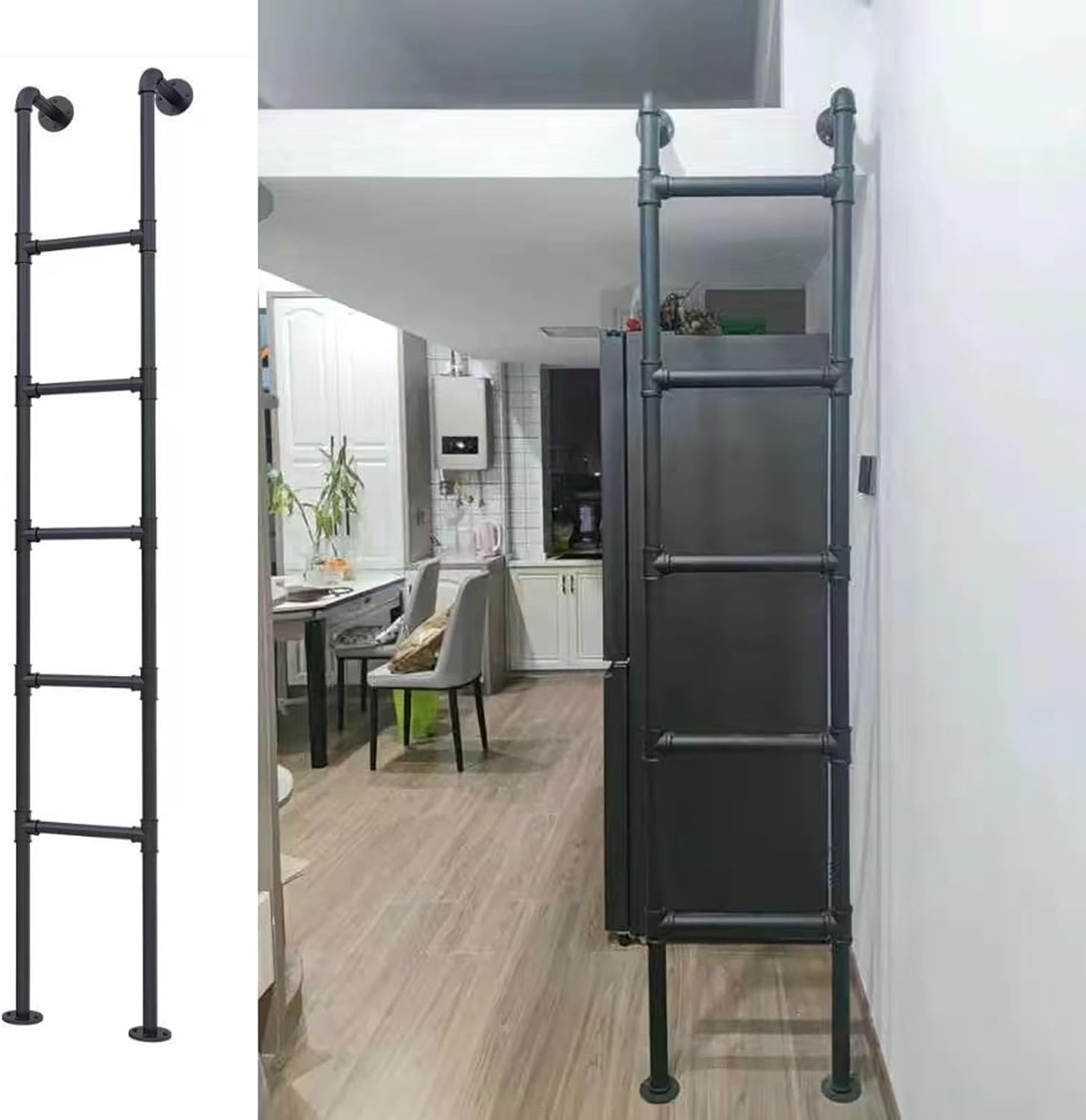 YTXFRHOD Black Iron Ladder, Loft Ladder, Heavy Duty Metal Bunk Bed