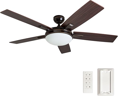 Prominence Home Emporia, 52 Inch Contemporary Indoor LED Ceiling Fan with Light, Remote Control, Dual Mounting Options, Dual Finish Blades,