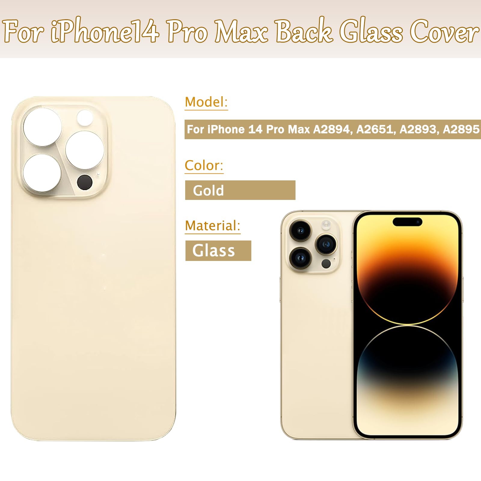 Vitre Arrière De Remplacement IPhone 14 Pro - Grand Trou Caméra + Outils Complets - Adhésif Préinstallé