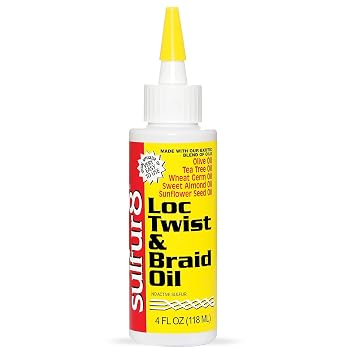 SULFUR8 Loc Twist & Braid Oil 4 oz Moisturizing Hair & Scalp Oil for Locs, Twists & Braids, Helps Condition, Prevent Dryness & Breakage, Adds Shine & Manageability for All Hair Types