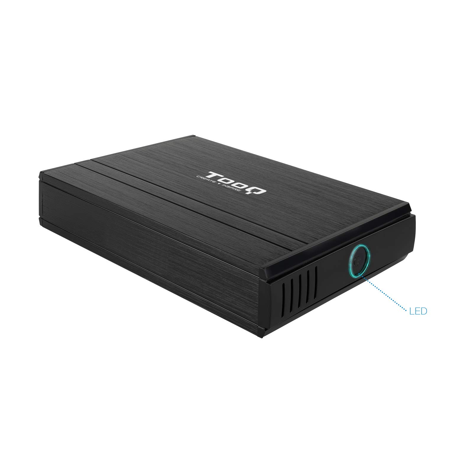 TOOQ TQE-3520B - HDD da 3,5", (IDE, SATA I/II/III/III, USB 2.0), alluminio, indicatore LED, nero, 350 gr.