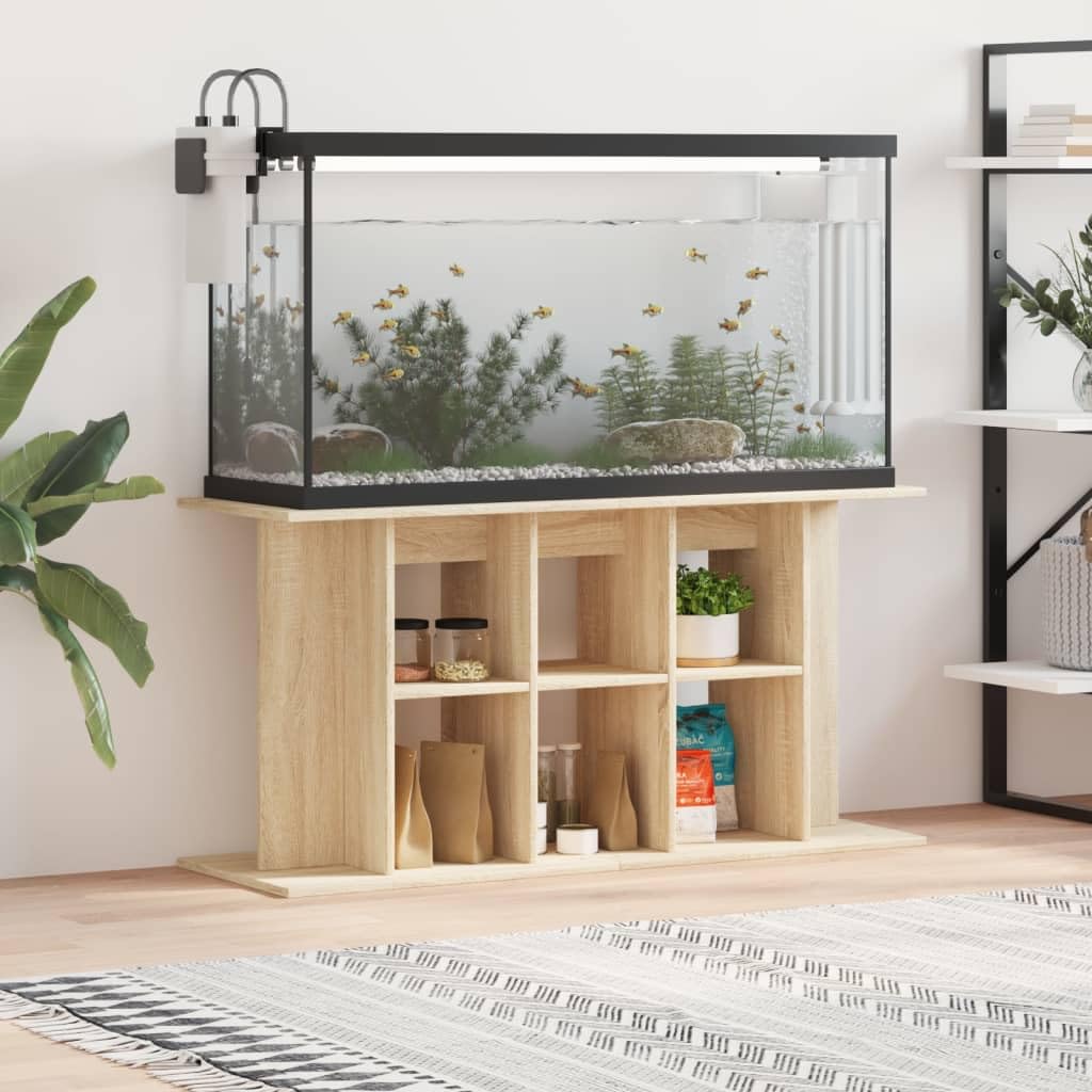 Gecheer Aquarium Stand Fish Tank Cabinet Side Cabinet with Display Shelves for Home Living Room Sonoma Oak 120x40x60 cm Engineered Wood