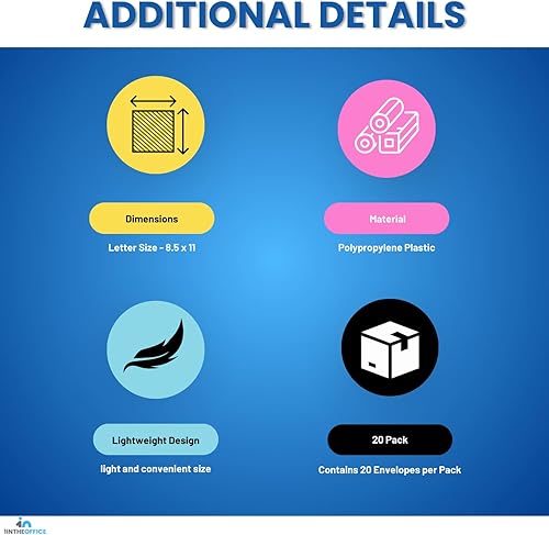 Miniatura 8 de 1InTheOffice Sobres de polietileno con cierre de cuerda, cierre de botón y lazo, tamaño carta, paquete de 20