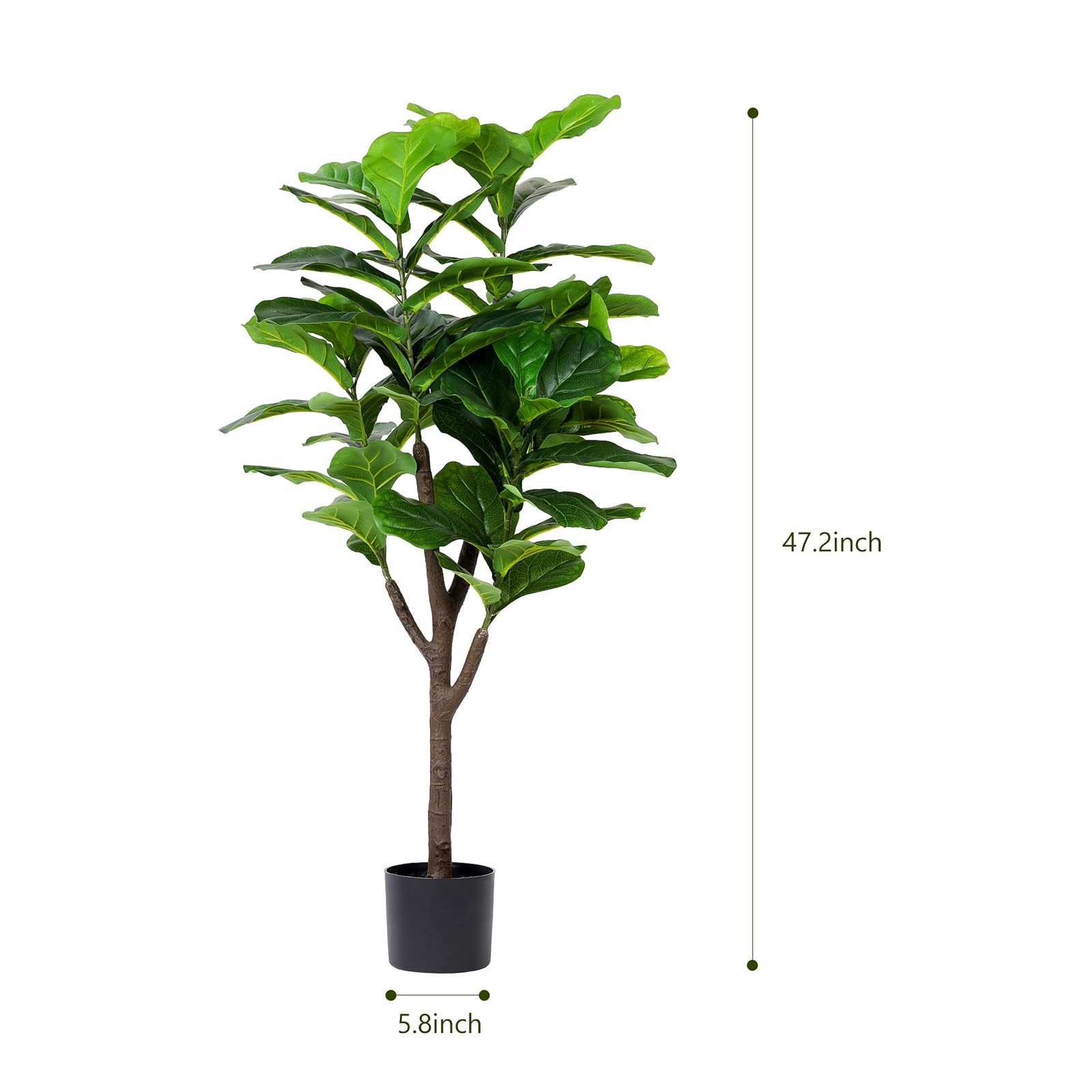Yepdin Artificial Fiddle Leaf Fig Tree, 4ft Tall Fake Floor Plant with
