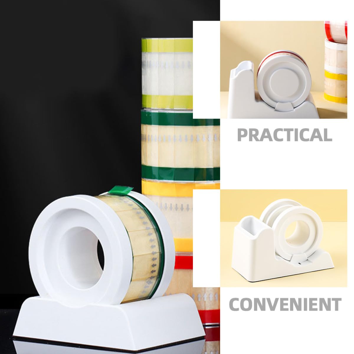 GARVALON Kunststoff Klebebandabroller mit Praktischem Schneidegerät Stabiles Tape Dispenser für Schreibtisch und Haushalt Tragbarer Tape Cutter mit Glatten Kanten Vielseitig für Büro und