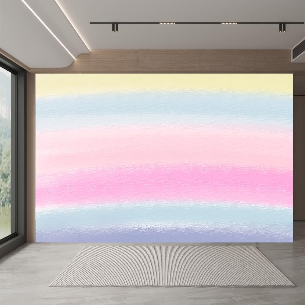 Papier Peint Panoramique Arc-En-Ciel 300x210 cm Rose Mignon Intissé pour Chambre Enfant a.5628