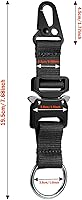 Vista 2 de Tactical Keychain with Heavy Duty Quick Release Metal Buckle, EDC Gear Clips with HK Clip and Stainless Steel Ring Black - (Pack of 2)