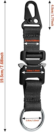 Miniatura 7 de Llavero táctico con hebilla de metal de liberación rápida resistente, clips de engranaje EDC con clip HK y anillo de acero inoxidable